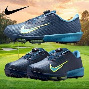 Nike GOLF Air Zoom Infinity Tour 2 Shoes - HQ2160-400 - Men’s 9.5 (Navy/Lemon)